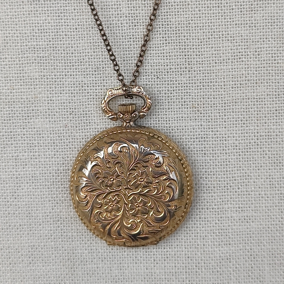 Vintage 12k GF Wolbrook France Pocket Watch Pendant Necklace - Picture 3 of 10